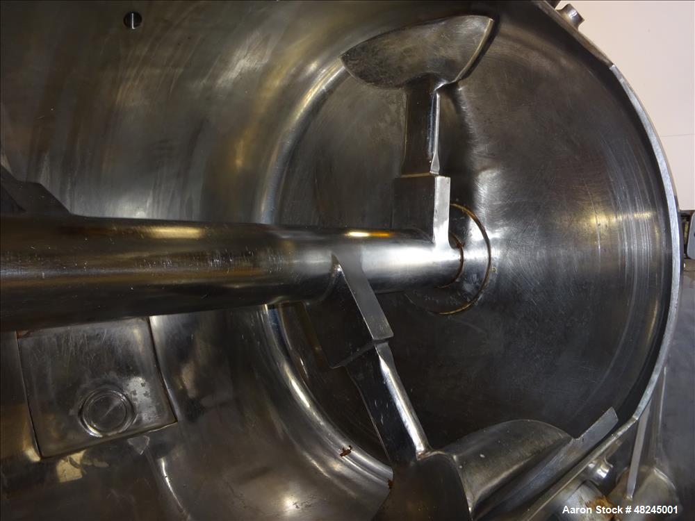 Used Plow Mixer, Approximately 20 Cubic Feet, 316 Stainless steel.