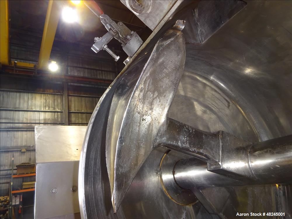 Used Plow Mixer, Approximately 20 Cubic Feet, 316 Stainless steel.