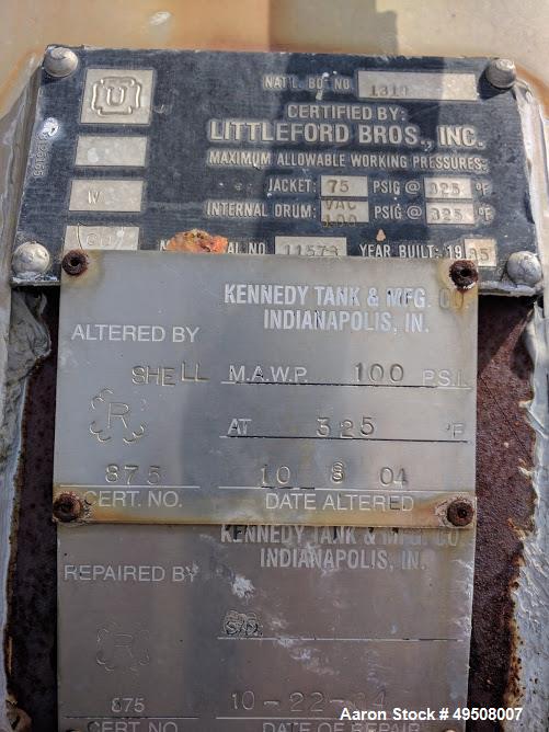 Used Littleford Mixer, Model DVT600, 600 Liter, Stainless Steel.