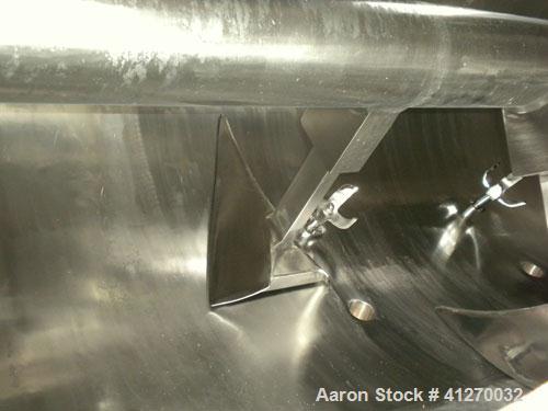 Used American Process Cylinrical Plow Mixer, Model CPB-135, 135 Cubic Feet Working Capacity (220 total), 304 Stainless Steel. 304 stainless steel jacket, chamber 56" diameter x 156" long, Internal ra...
