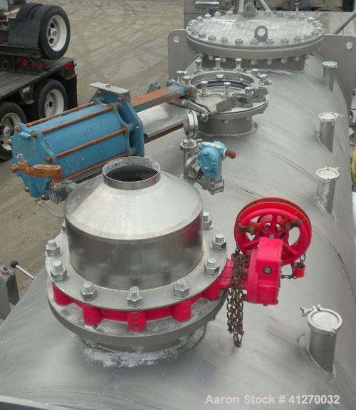 Used American Process Cylinrical Plow Mixer, Model CPB-135, 135 Cubic Feet Working Capacity (220 total), 304 Stainless Steel. 304 stainless steel jacket, chamber 56" diameter x 156" long, Internal ra...