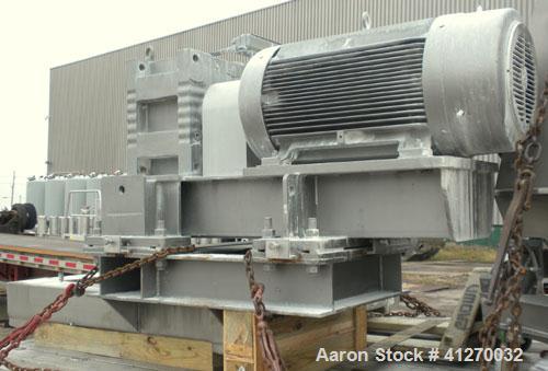Used American Process Cylinrical Plow Mixer, Model CPB-135, 135 Cubic Feet Working Capacity (220 total), 304 Stainless Steel. 304 stainless steel jacket, chamber 56" diameter x 156" long, Internal ra...