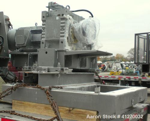 Used American Process Cylinrical Plow Mixer, Model CPB-135, 135 Cubic Feet Working Capacity (220 total), 304 Stainless Steel. 304 stainless steel jacket, chamber 56" diameter x 156" long, Internal ra...