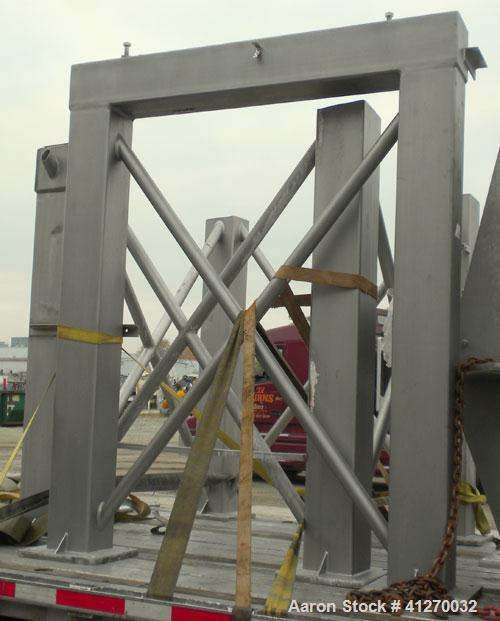 Used American Process Cylinrical Plow Mixer, Model CPB-135, 135 Cubic Feet Working Capacity (220 total), 304 Stainless Steel. 304 stainless steel jacket, chamber 56" diameter x 156" long, Internal ra...