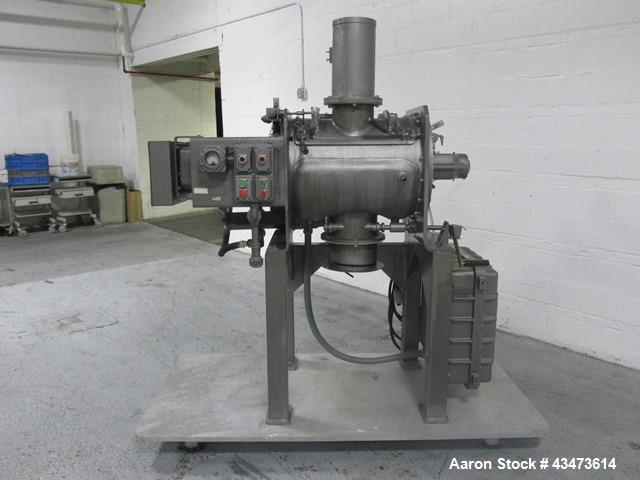 Used Littleford Mixer, Model FM130D. Stainless steel construction 4.6 cubic feet total, 2.8 cubic feet working capacity, jacketed for 75 psi at 320 degrees F. with main shaft motor and chopper motor,...