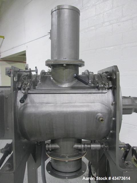 Used Littleford Mixer, Model FM130D. Stainless steel construction 4.6 cubic feet total, 2.8 cubic feet working capacity, jacketed for 75 psi at 320 degrees F. with main shaft motor and chopper motor,...