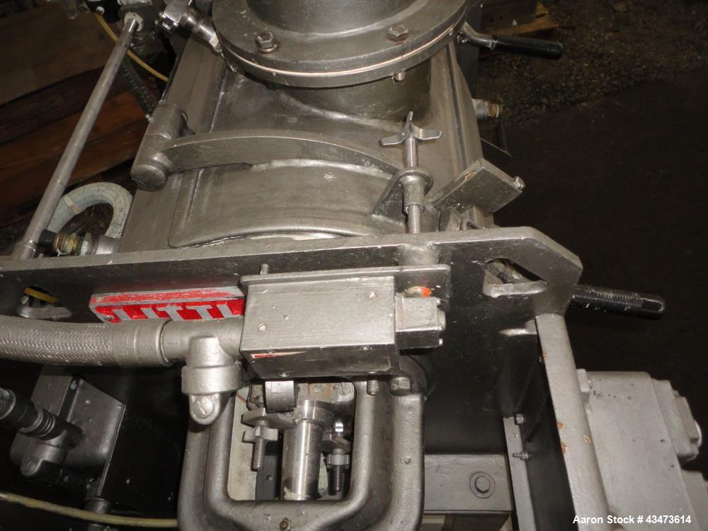 Used Littleford Mixer, Model FM130D. Stainless steel construction 4.6 cubic feet total, 2.8 cubic feet working capacity, jacketed for 75 psi at 320 degrees F. with main shaft motor and chopper motor,...