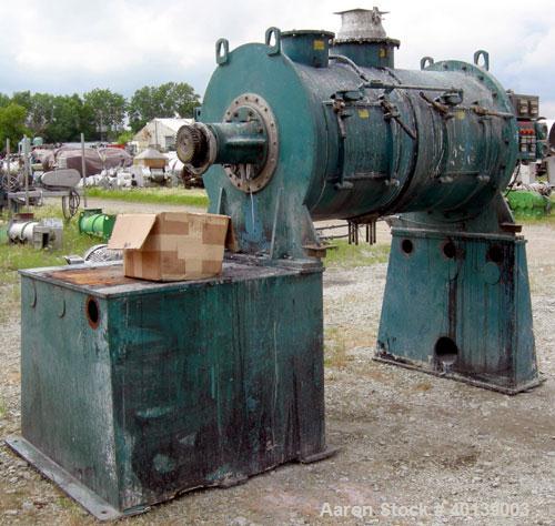 Used Littleford/Lodige Plow Mixer, model FKM-1200E, batch type. 26.1 cubic feet working capacity, 43.4 total, 304 stainless steel. Non-jacketed chamber approximately 38" diameter x 65" straight side....