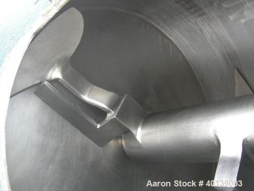 Used Littleford/Lodige Plow Mixer, model FKM-1200E, batch type. 26.1 cubic feet working capacity, 43.4 total, 304 stainless steel. Non-jacketed chamber approximately 38" diameter x 65" straight side....