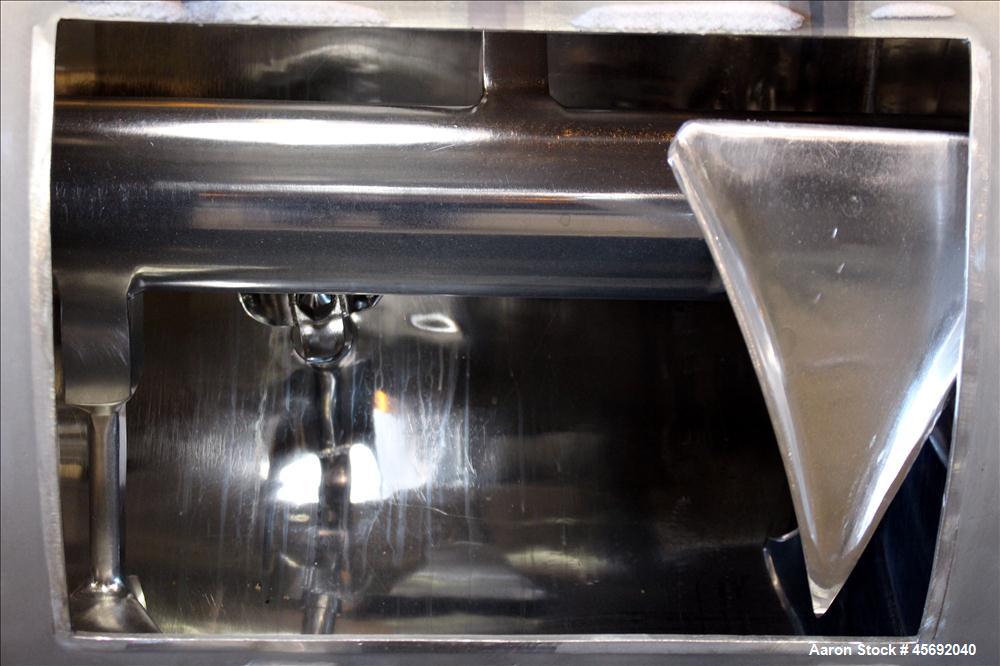 Used Littleford Plow Mixer, Model FKM-1200, 1200 Liters (317 Gallon), 42 Cubic Feet, Batch Type, Stainless Steel. Non-jacketed chamber approximately 37" diameter x 65" straight side. 6" diameter shaf...