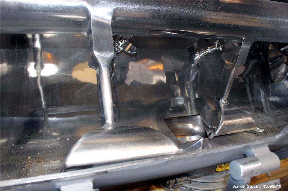 Used Littleford Plow Mixer, Model FKM-1200, 1200 Liters (317 Gallon), 42 Cubic Feet, Batch Type, Stainless Steel. Non-jacketed chamber approximately 37" diameter x 65" straight side. 6" diameter shaf...