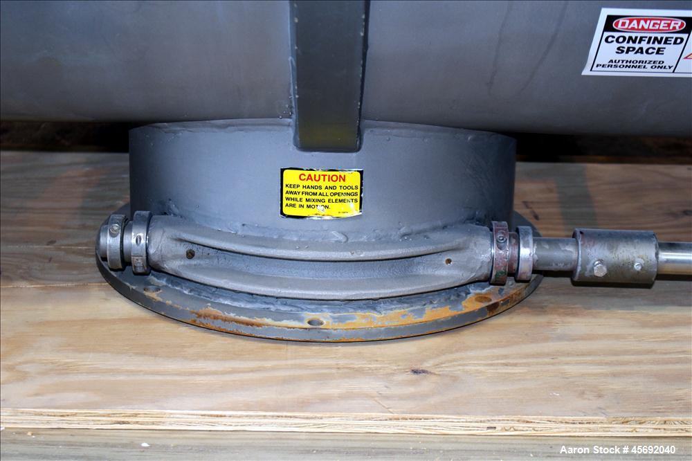 Used Littleford Plow Mixer, Model FKM-1200, 1200 Liters (317 Gallon), 42 Cubic Feet, Batch Type, Stainless Steel. Non-jacketed chamber approximately 37" diameter x 65" straight side. 6" diameter shaf...