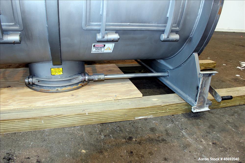 Used Littleford Plow Mixer, Model FKM-1200, 1200 Liters (317 Gallon), 42 Cubic Feet, Batch Type, Stainless Steel. Non-jacketed chamber approximately 37" diameter x 65" straight side. 6" diameter shaf...