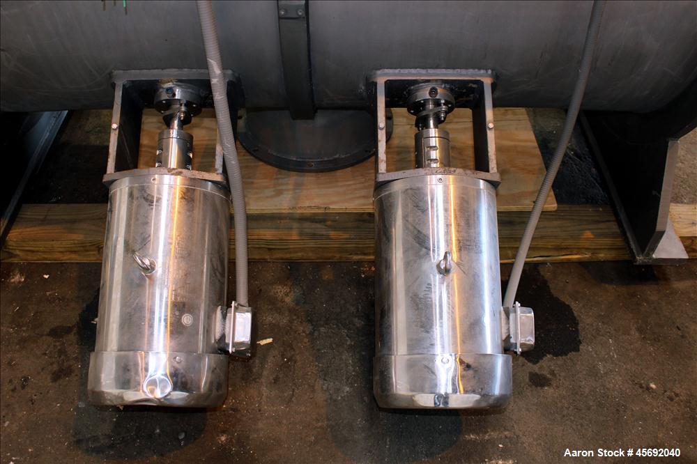 Used Littleford Plow Mixer, Model FKM-1200, 1200 Liters (317 Gallon), 42 Cubic Feet, Batch Type, Stainless Steel. Non-jacketed chamber approximately 37" diameter x 65" straight side. 6" diameter shaf...