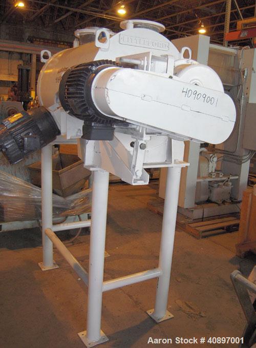 Used Littleford Batch Type Plow Mixer, model FKM-300-D, 6 cubic feet working capacity, 10 total, 304 stainless steel. Carbon steel jacketed chamber, 24" diameter x 40" straight side, rated 75 psi at ...