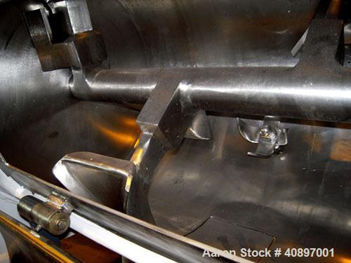 Used Littleford Batch Type Plow Mixer, model FKM-300-D, 6 cubic feet working capacity, 10 total, 304 stainless steel. Carbon steel jacketed chamber, 24" diameter x 40" straight side, rated 75 psi at ...