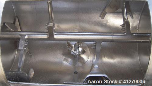 Used Littleford Day Batch Type Plow Mixer, model FKM-300-D, 6 cubic feet working capacity (10 total). 304 stainless steel non-jacketed chamber 24.88" diameter x 39.38" straight side. 2 1/4" diameter ...