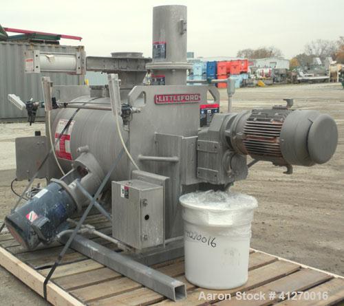 Used Littleford Day Batch Type Plow Mixer, model FKM-300-D, 6 cubic feet working capacity (10 total). 304 stainless steel non-jacketed chamber 24.88" diameter x 39.38" straight side. 2-1/4" diameter ...