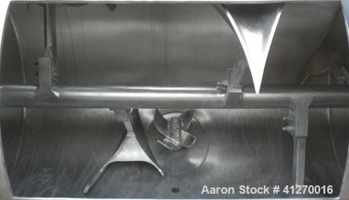 Used Littleford Day Batch Type Plow Mixer, model FKM-300-D, 6 cubic feet working capacity (10 total). 304 stainless steel non-jacketed chamber 24.88" diameter x 39.38" straight side. 2-1/4" diameter ...