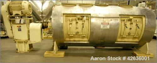 Used Littleford Day Plow Mixer, horizontal design processor with high shear capabilities, model FKM 3000D, capacity 106 cubic feet, 792 gallons, 3000 liters, 304 stainless steel construction, equippe...