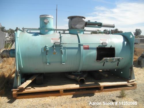 Used- Littleford Plow Mixer, Model FKM-4200-D. Stainless steel contacts. Mixing chamber measures 48" diameter x 11' long, ai...