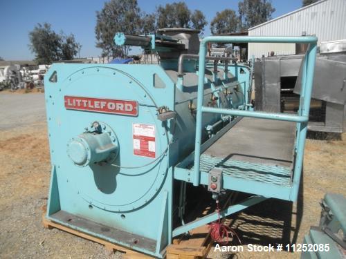 Used- Littleford Plow Mixer, Model FKM-4200-D. Stainless steel contacts. Mixing chamber measures 48" diameter x 11' long, ai...