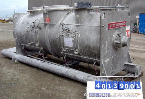 Used Littleford Plow Mixer, Model FKM-4200D. Batch type, 86.9 cubic feet working capacity, 148.2 total, 316 stainless steel.  2 zone stainless steel jacketed chamber approximately 50" diameter x 135"...