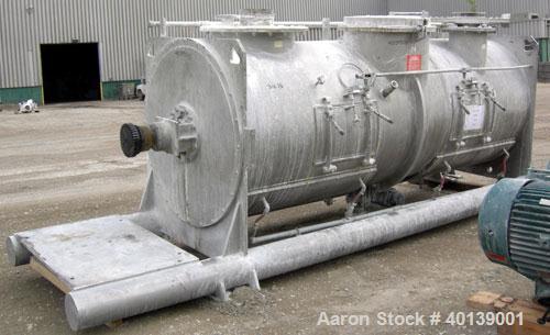 Used Littleford Plow Mixer, Model FKM-4200D. Batch type, 86.9 cubic feet working capacity, 148.2 total, 316 stainless steel.  2 zone stainless steel jacketed chamber approximately 50" diameter x 135"...