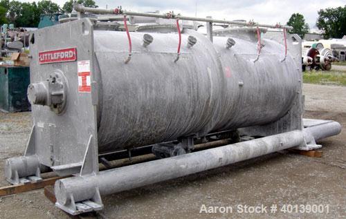 Used Littleford Plow Mixer, Model FKM-4200D. Batch type, 86.9 cubic feet working capacity, 148.2 total, 316 stainless steel.  2 zone stainless steel jacketed chamber approximately 50" diameter x 135"...