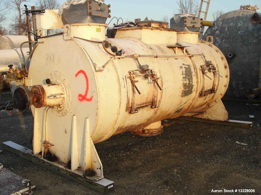 Used Littleford Mixer, Model FKM 5000 D.  Solid stainless steel shell, shell measures approximately 54" diameter x 136" long, 5,120 liter total capacity, 100 hp motor, Falk reducer, control panel, (4...