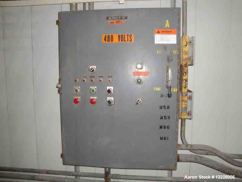 Used Littleford Mixer, Model FKM 5000 D.  Solid stainless steel shell, shell measures approximately 54" diameter x 136" long, 5,120 liter total capacity, 100 hp motor, Falk reducer, control panel, (4...