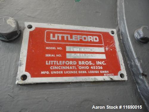 Used Littleford 1200 Liter Stainless Steel High Shear Horizontal Plow Mixer, Mo
