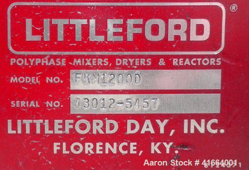 Used Stainless Steel Littleford Batch Type Plow Mixer, model FKM1200D