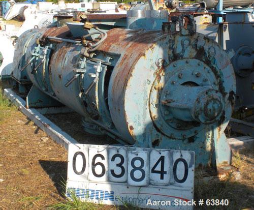 Used Littlford Batch Type Plow Mixer, Model FKM1200D, 304 Stainless Steel. 26.1 cubic feet working capacity (43.4 total). Carbon steel jacketed chamber 31.13" diameter x 98-1/4" long, rated 75 psi at...