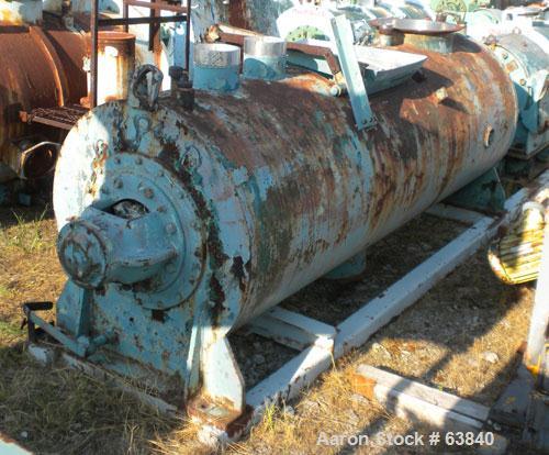 Used Littlford Batch Type Plow Mixer, Model FKM1200D, 304 Stainless Steel. 26.1 cubic feet working capacity (43.4 total). Carbon steel jacketed chamber 31.13" diameter x 98-1/4" long, rated 75 psi at...
