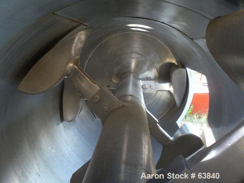Used Littlford Batch Type Plow Mixer, Model FKM1200D, 304 Stainless Steel. 26.1 cubic feet working capacity (43.4 total). Carbon steel jacketed chamber 31.13" diameter x 98-1/4" long, rated 75 psi at...