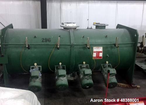 Used Littleford Plow Mixer, Model FKM3000D. Stainless steel, 40" diameter x 10 long, 70 hp, 1775 rpm, Falk enclosed gear drive. (4) 10 hp Choppers, at 10 hp, 3475 rpm motor drive with air seals, gaug...