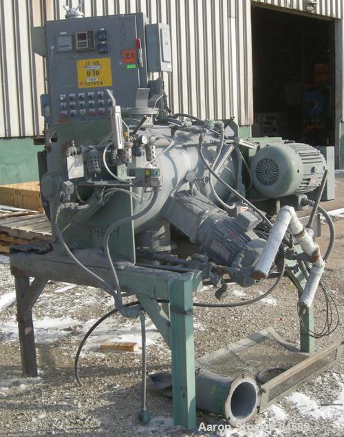 Used Littleford Plow Mixer, Model FKM 300, 304 Stainless Steel. 6 Cubic feet working capacity, 10 total. Carbon steel jacketed chamber 24" diameter x 40" straight side. Jacket rated 75 psi @ 320 deg ...