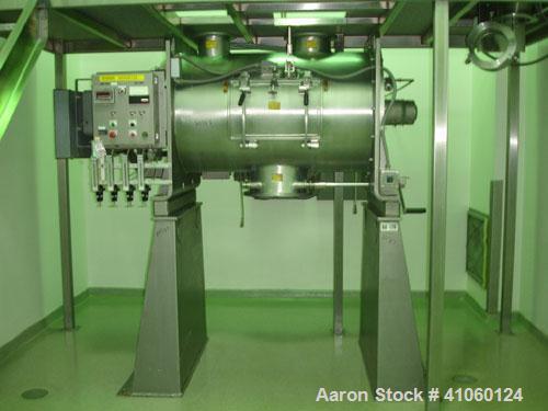 Used Littleford Mixer, Model FKM600D, Stainless Steel. 21.9 cubic feet total capacity, 12.9 cubic feet working capacity, (2) 10 hp high speed choppers, side access door, weld sanitary plow design, ai...