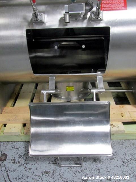 Used Littleford Plow Mixer, Model  FKM600D. Stainless steel construction, sanitary welded plows, 21.9 cubic feet total capacity, 12.9 cubic feet working capacity, single access door, with (2) 10 hp h...