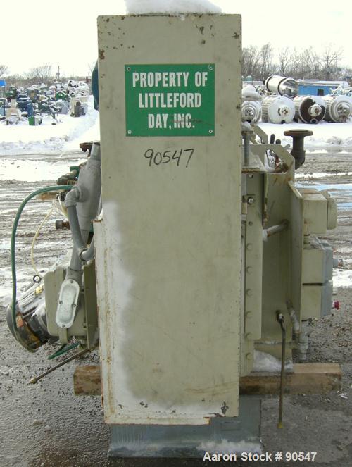 Used Littleford Plow Mixer, Model FKM600D, 304 stainless steel. 11 cubic feet working capacity, 21.2 total. 30" diameter x approximately 50" long carbon steel jacketed chamber, rated 75 psi at 320 de...