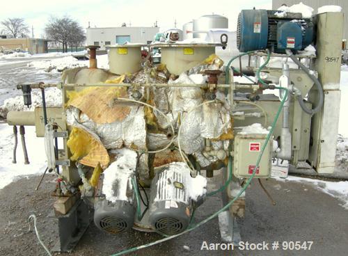 Used Littleford Plow Mixer, Model FKM600D, 304 stainless steel. 11 cubic feet working capacity, 21.2 total. 30" diameter x approximately 50" long carbon steel jacketed chamber, rated 75 psi at 320 de...