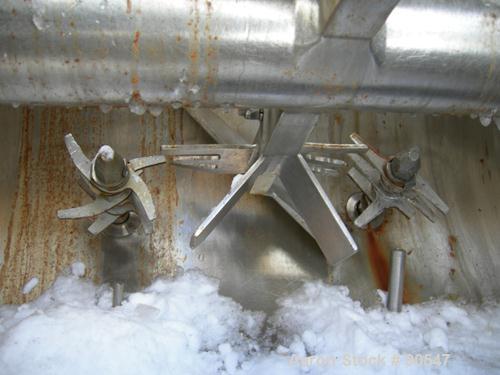 Used Littleford Plow Mixer, Model FKM600D, 304 stainless steel. 11 cubic feet working capacity, 21.2 total. 30" diameter x approximately 50" long carbon steel jacketed chamber, rated 75 psi at 320 de...