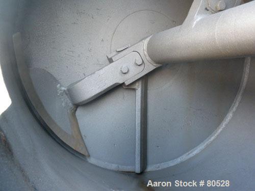 Used Littleford Plow Mixer, Model FKMD600, Carbon Steel. 11 Cubic feet working capacity, 21.9 total. Jacketed chamber 32" diameter x 49" straight side, rated 75 psi at 325 deg F. Approximate 5" diame...