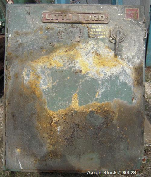 Used Littleford Plow Mixer, Model FKMD600, Carbon Steel. 11 Cubic feet working capacity, 21.9 total. Jacketed chamber 32" diameter x 49" straight side, rated 75 psi at 325 deg F. Approximate 5" diame...