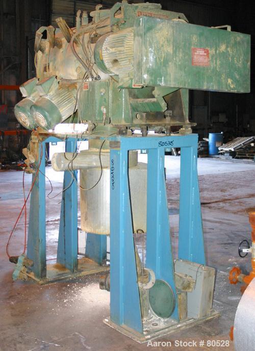 Used Littleford Plow Mixer, Model FKMD600, Carbon Steel. 11 Cubic feet working capacity, 21.9 total. Jacketed chamber 32" diameter x 49" straight side, rated 75 psi at 325 deg F. Approximate 5" diame...