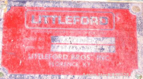 Used Littleford Plow Mixer, Model FKMD600, Carbon Steel. 11 Cubic feet working capacity, 21.9 total. Jacketed chamber 32" diameter x 49" straight side, rated 75 psi at 325 deg F. Approximate 5" diame...