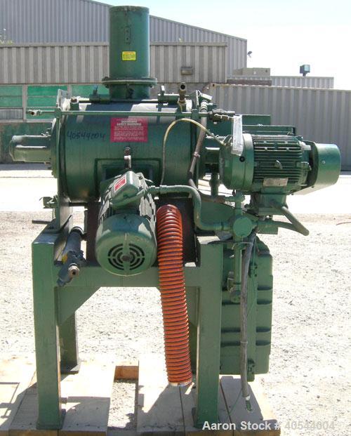 Used Littleford Batch Type Plow Mixer, Model FM-130-D, 304 Stainless Steel. 3 Cubic feet working capacity, 4.6 total. Carbon steel jacketed chamber 19" diameter x 26" long, rated 75 PSI at 320 Degree...