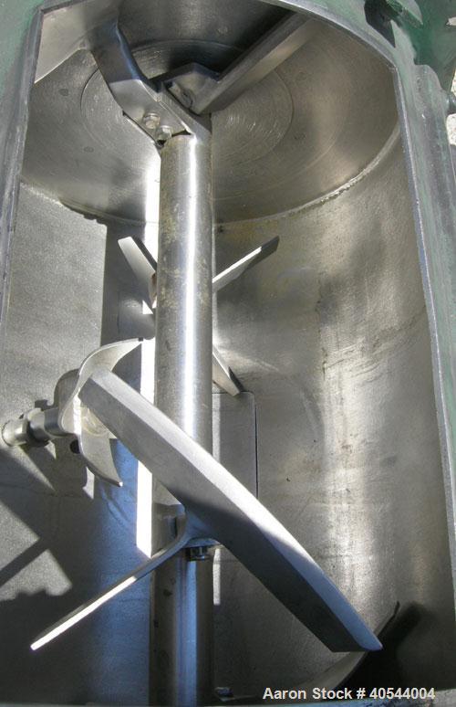 Used Littleford Batch Type Plow Mixer, Model FM-130-D, 304 Stainless Steel. 3 Cubic feet working capacity, 4.6 total. Carbon steel jacketed chamber 19" diameter x 26" long, rated 75 PSI at 320 Degree...
