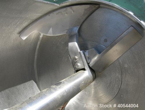 Used Littleford Batch Type Plow Mixer, Model FM-130-D, 304 Stainless Steel. 3 Cubic feet working capacity, 4.6 total. Carbon steel jacketed chamber 19" diameter x 26" long, rated 75 PSI at 320 Degree...